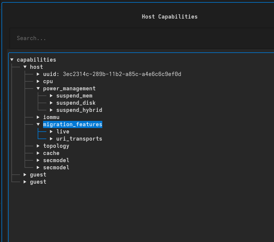 Host Capabilities Tree