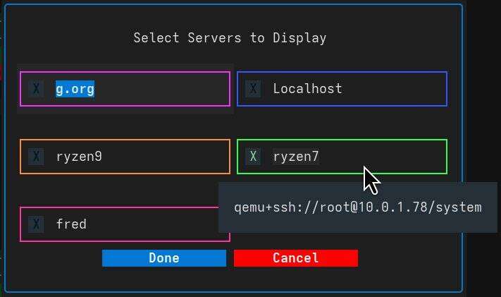 Select Server to Display