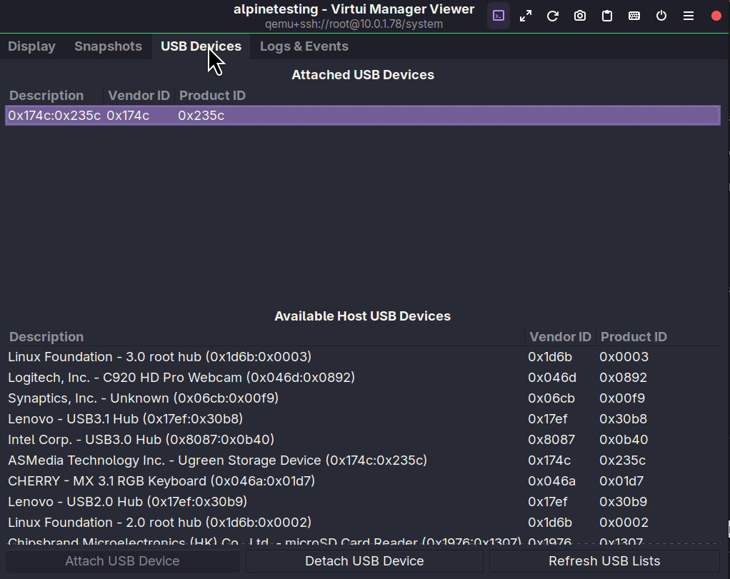 Remote Viewer USB Redirection